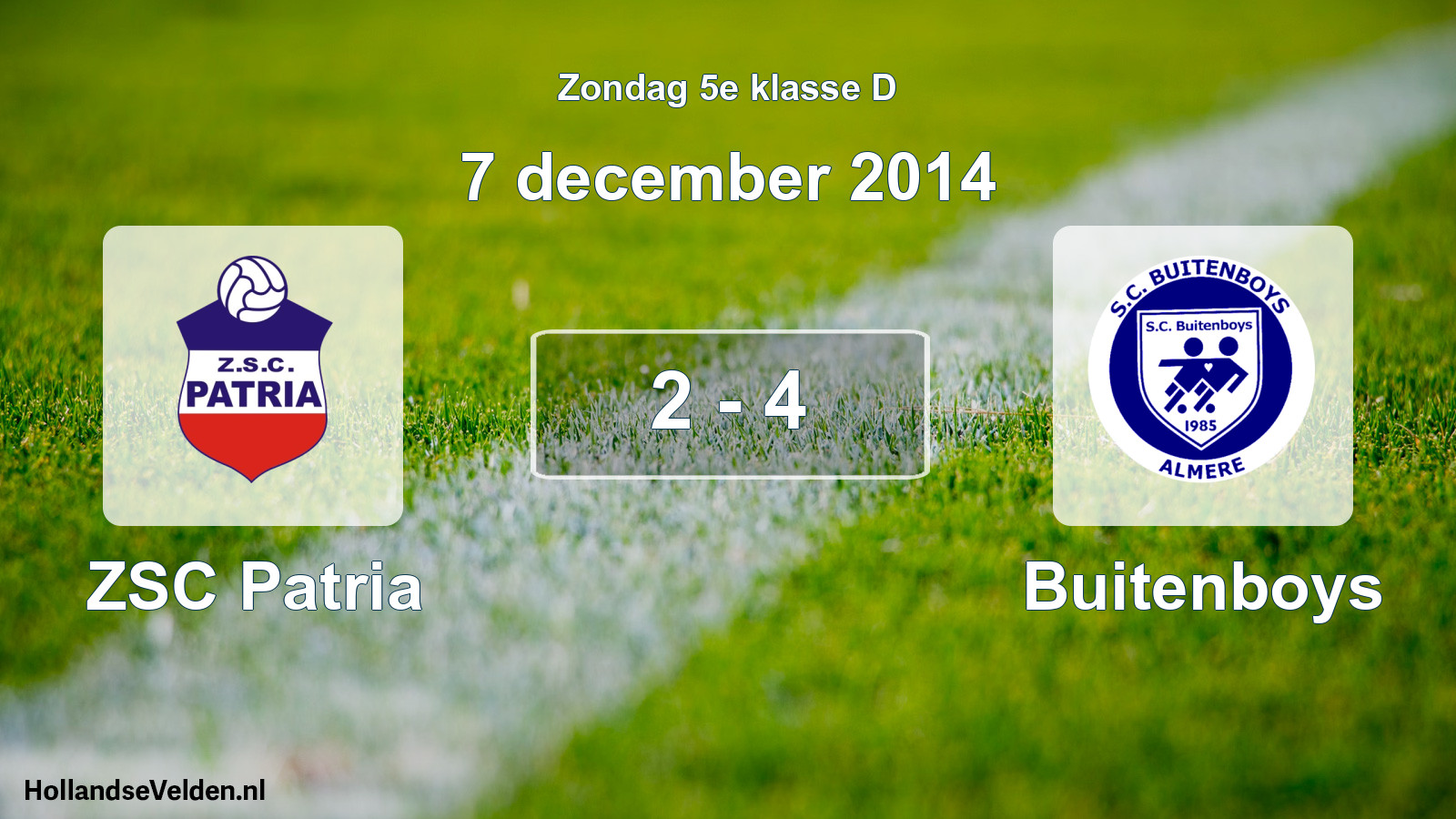 Total number of matches played: ZSC Patria - Buitenboys 2 - 4 (7 December 2014)