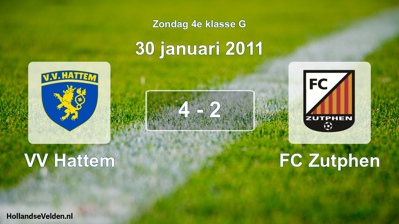 Total number of matches played: VV Hattem - FC Zutphen 4 - 2 (30 January 2011)