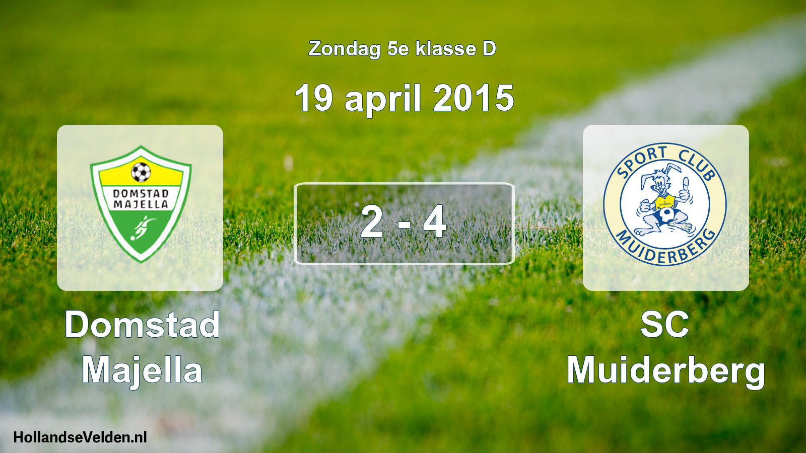 Total number of matches played: Domstad Majella - SC Muiderberg 2 - 4 (19 April 2015)