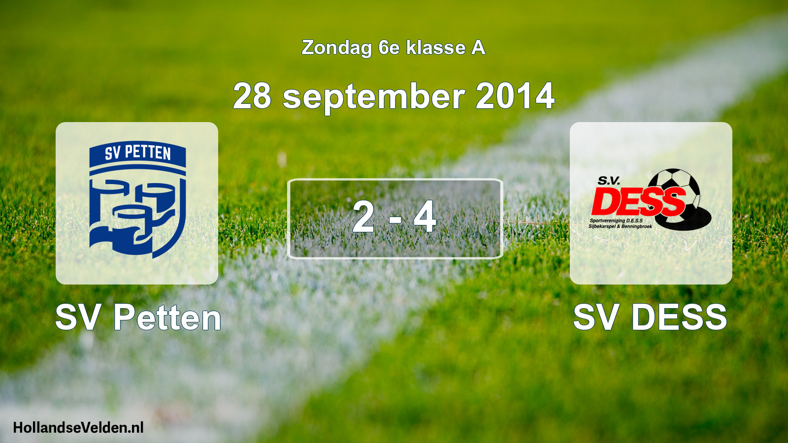 Total number of matches played: SV Petten - SV DESS 2 - 4 (28 September 2014)
