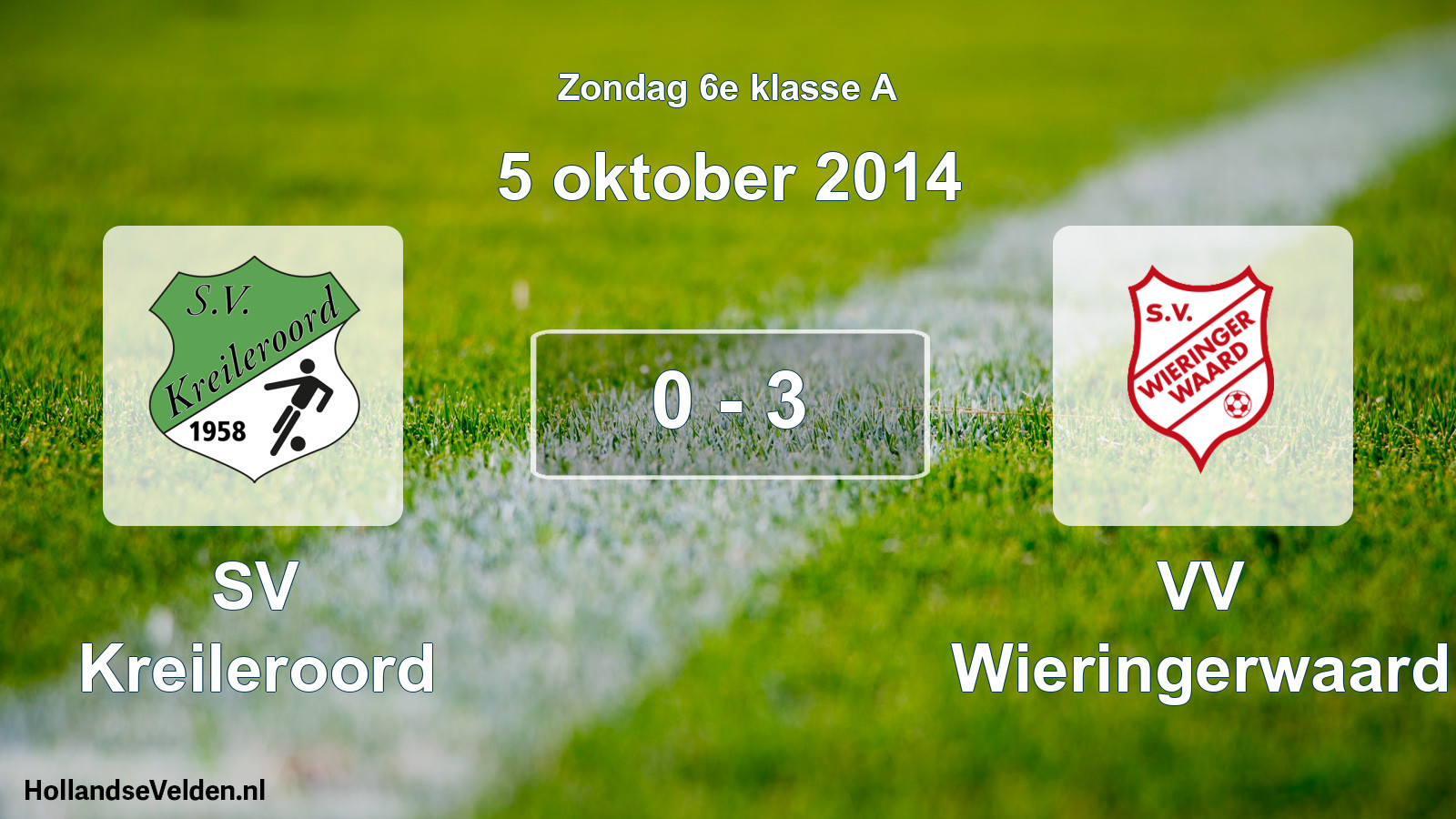 Total number of matches played: SV Kreileroord - VV Wieringerwaard 0 - 3 (5 October 2014)