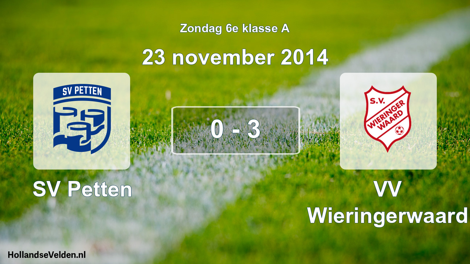 Total number of matches played: SV Petten - VV Wieringerwaard 0 - 3 (23 November 2014)
