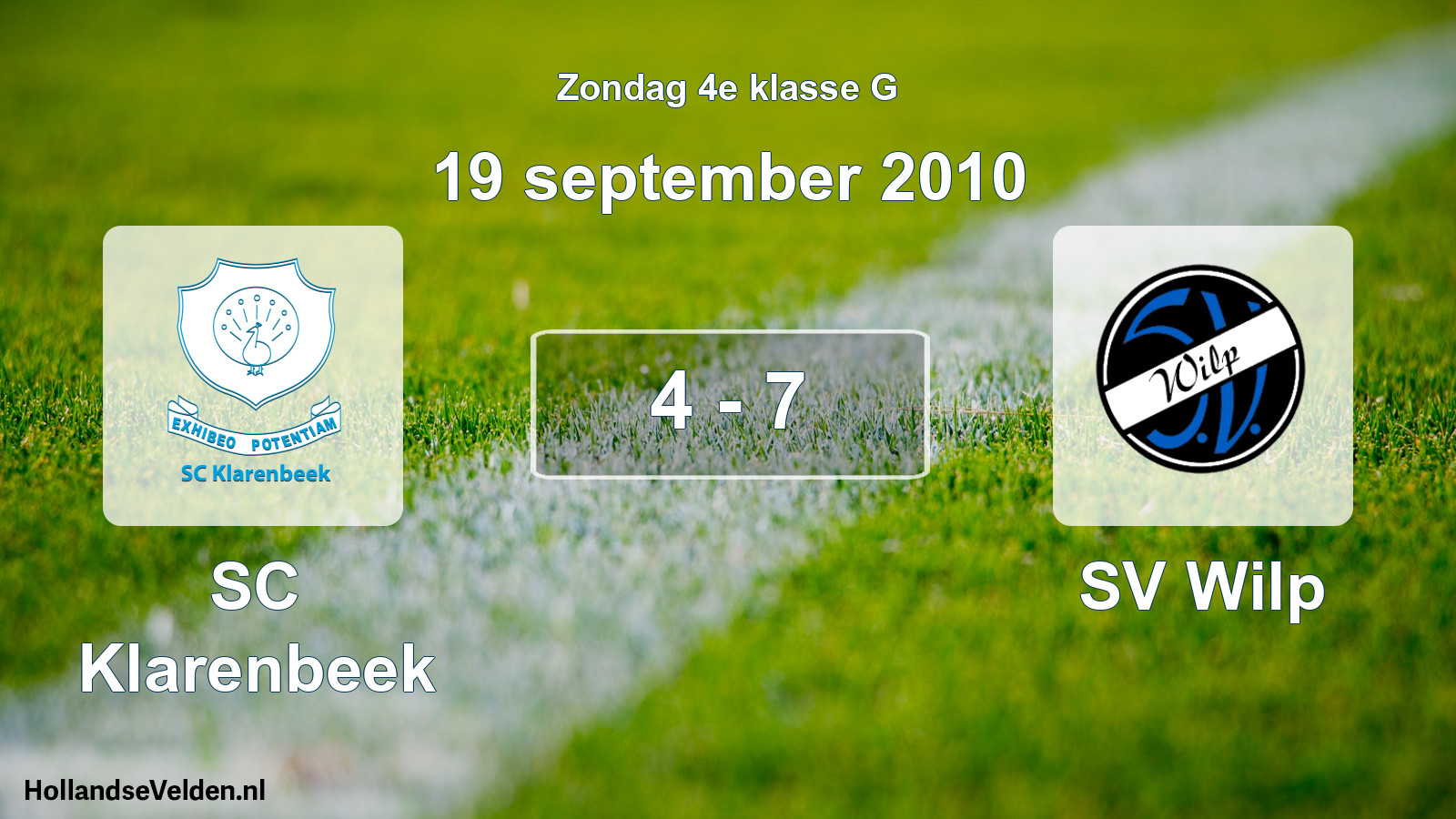 Total number of matches played: SC Klarenbeek - SV Wilp 4 - 7 (19 September 2010)