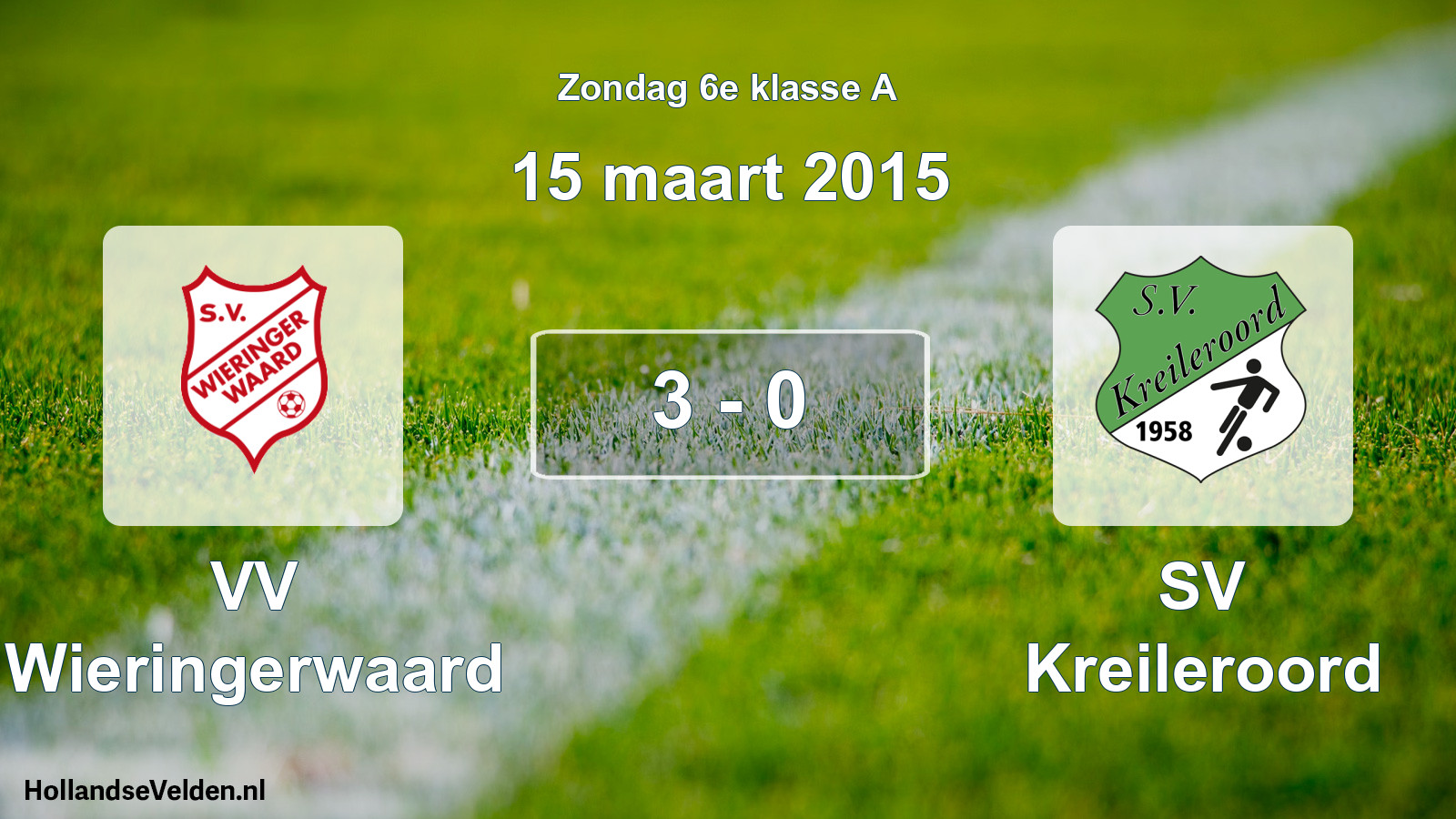 Total number of matches played: VV Wieringerwaard - SV Kreileroord 3 - 0 (15 March 2015)