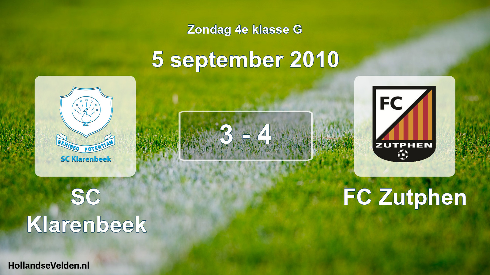 Total number of matches played: SC Klarenbeek - FC Zutphen 3 - 4 (5 September 2010)
