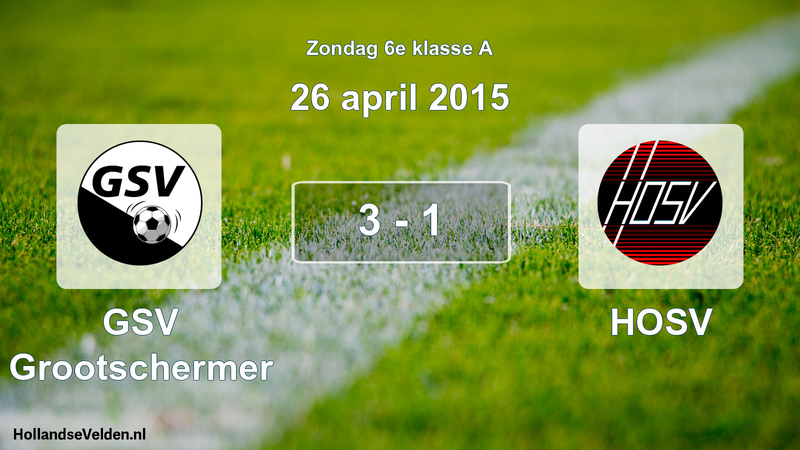 Total number of matches played: GSV Grootschermer - HOSV 3 - 1 (26 April 2015)