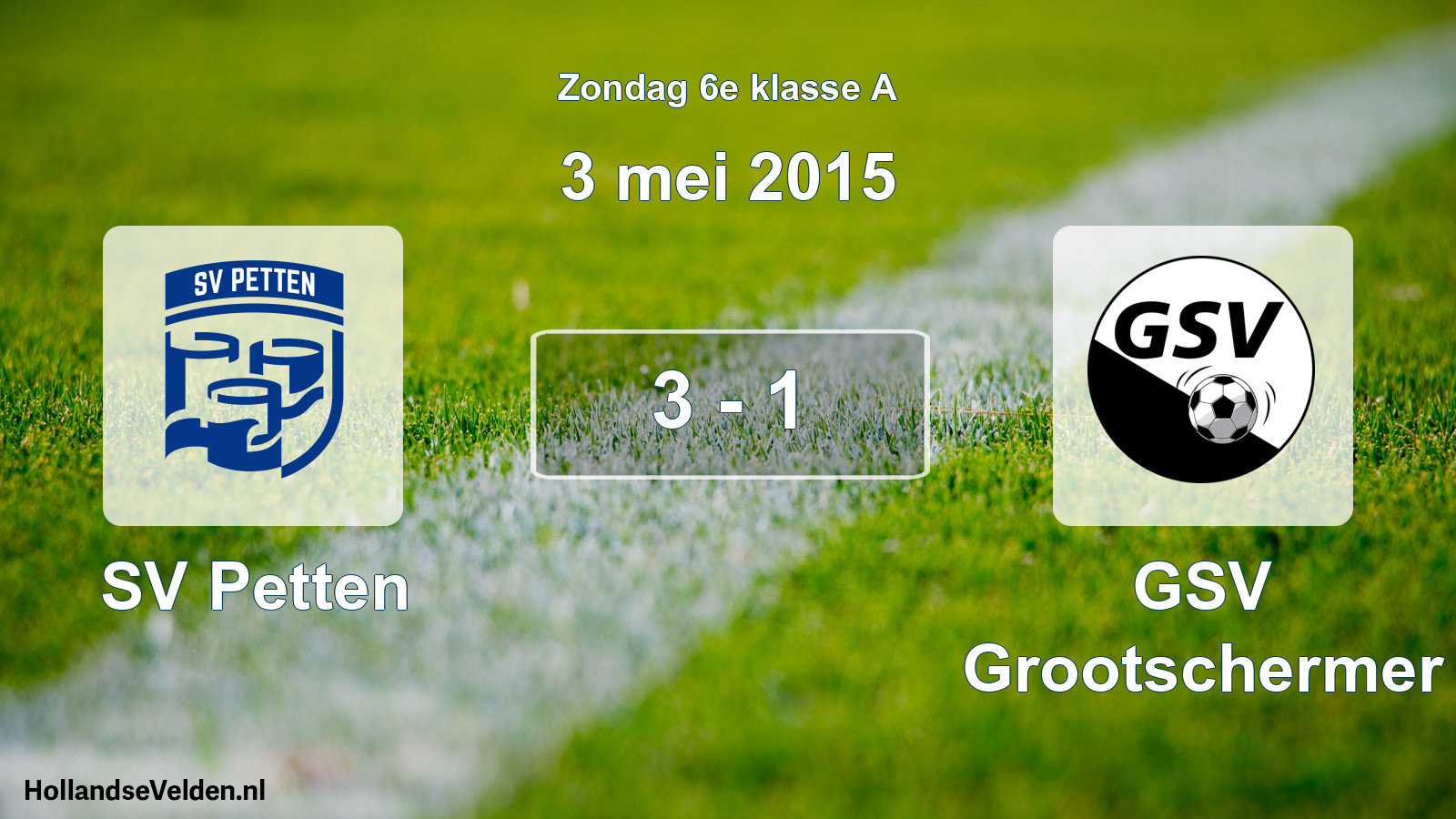 Total number of matches played: SV Petten - GSV Grootschermer 3 - 1 (3 May 2015)