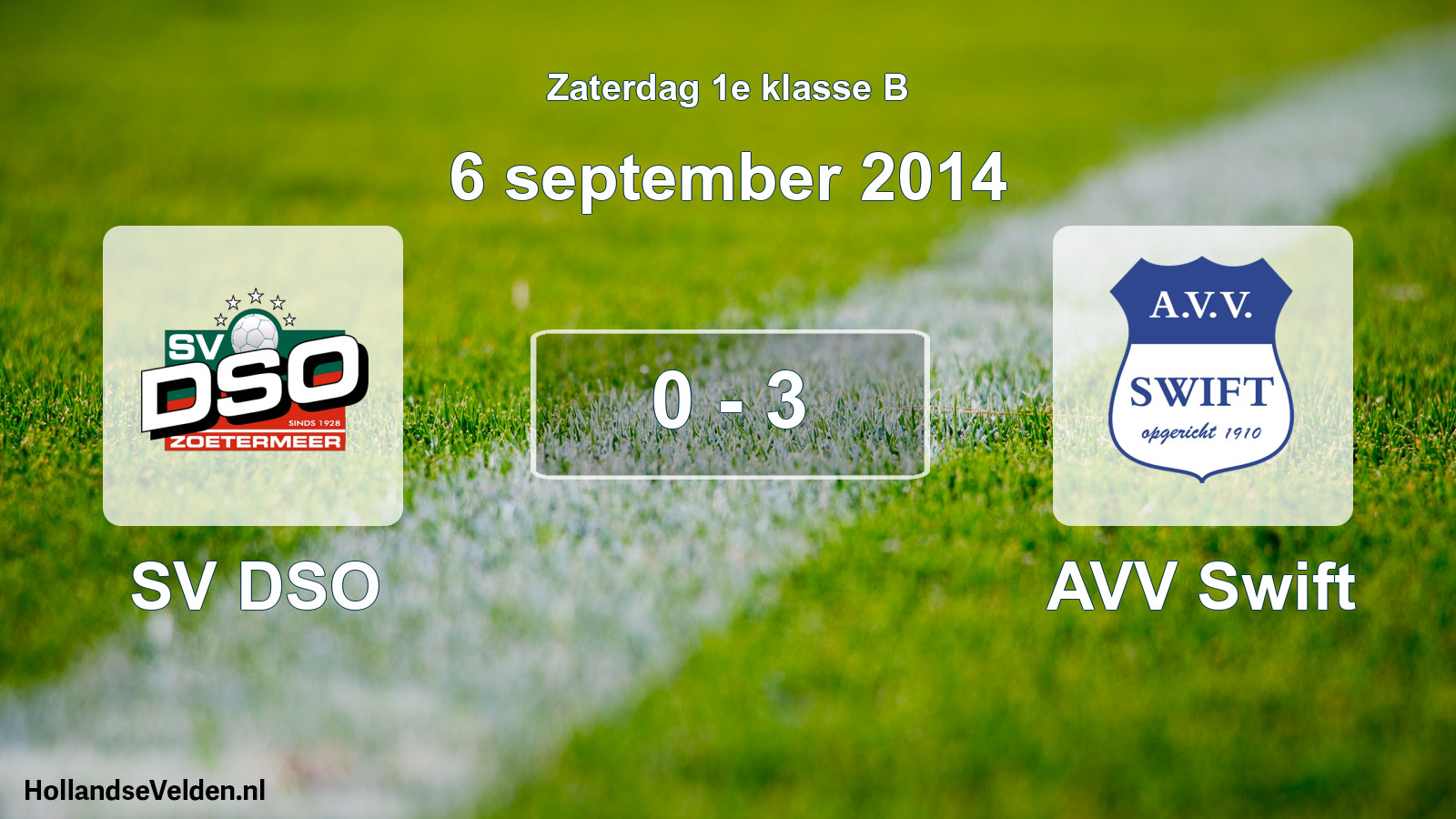 Total number of matches played: SV DSO - AVV Swift 0 - 3 (6 September 2014)