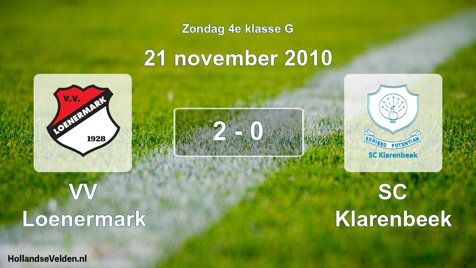 Total number of matches played: VV Loenermark - SC Klarenbeek 2 - 0 (21 November 2010)