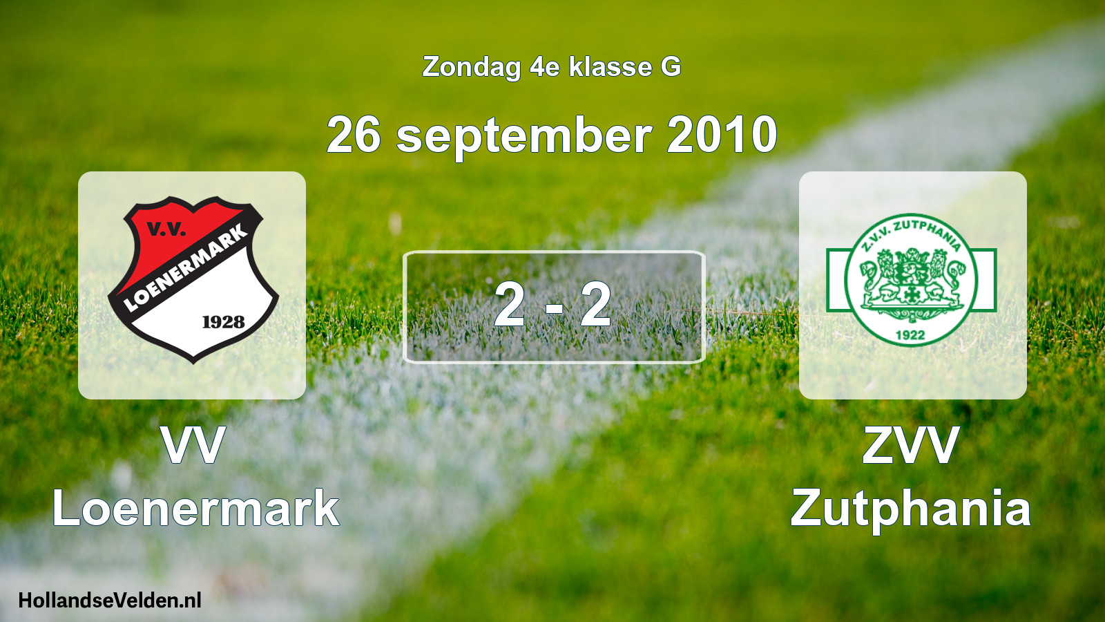 Total number of matches played: VV Loenermark - Zutphania 2 - 2 (26 September 2010)