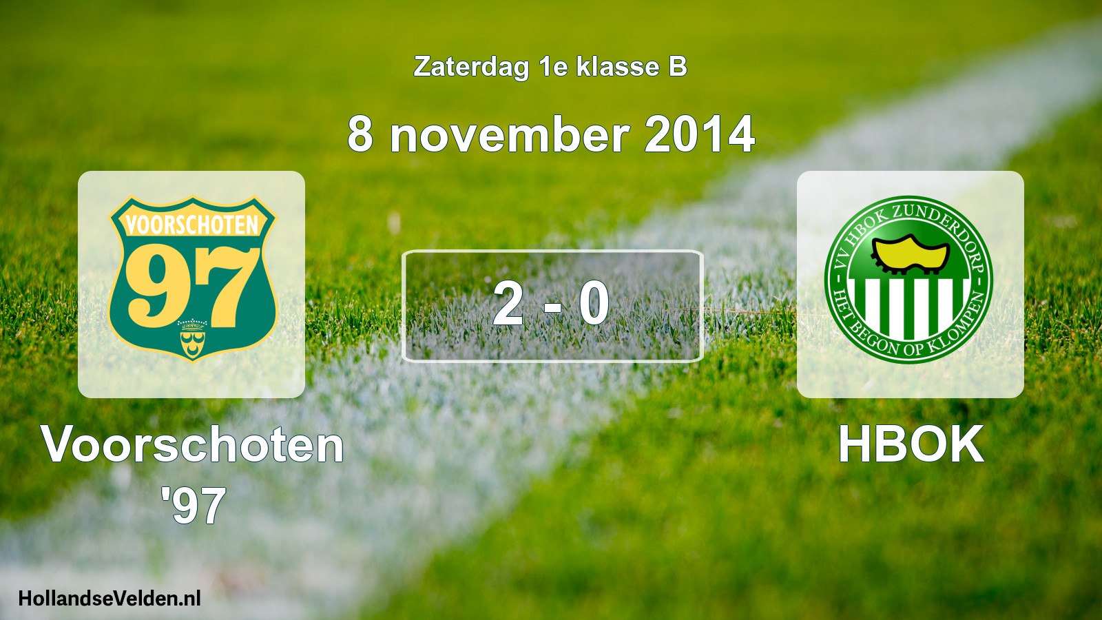 Total number of matches played: Voorschoten '97 - HBOK 2 - 0 (8 November 2014)