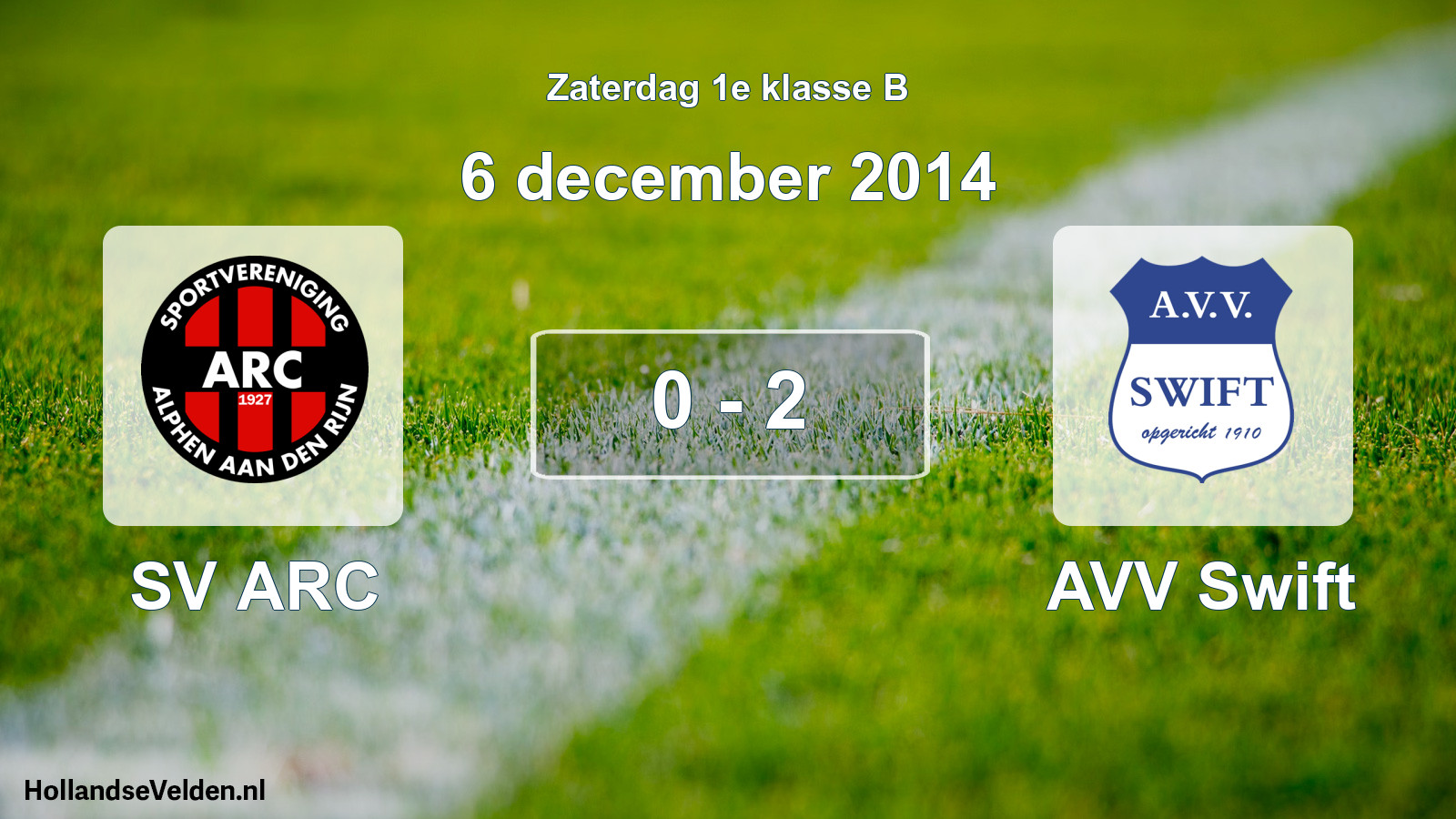 Total number of matches played: SV ARC - AVV Swift 0 - 2 (6 December 2014)