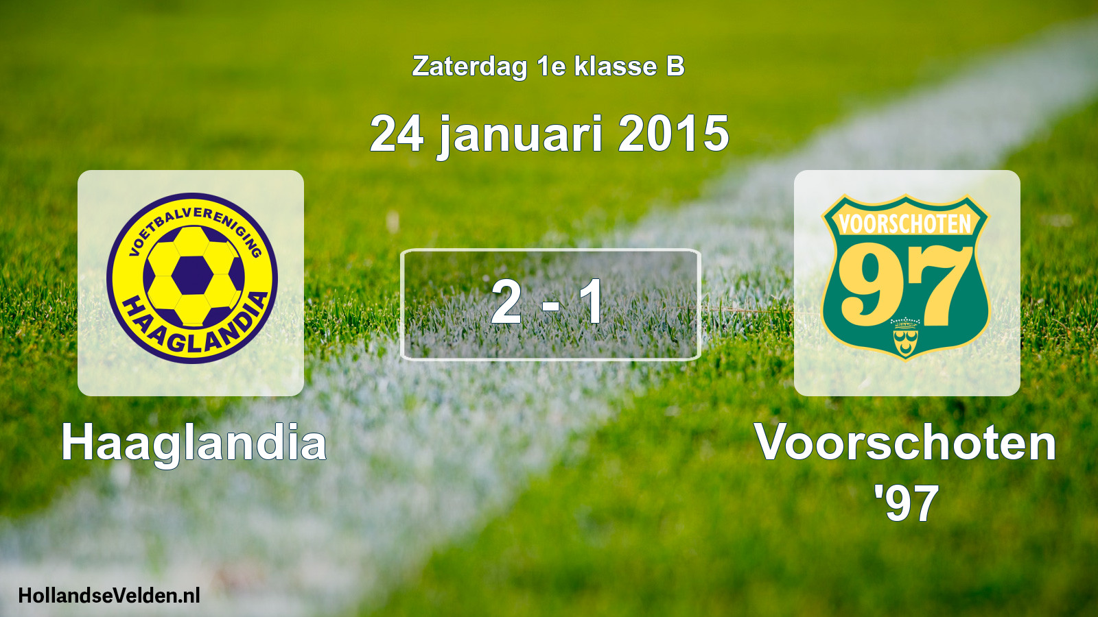 Total number of matches played: Haaglandia - Voorschoten '97 2 - 1 (24 January 2015)