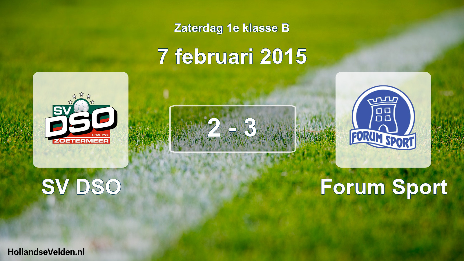 Total number of matches played: SV DSO - Forum Sport 2 - 3 (7 February 2015)