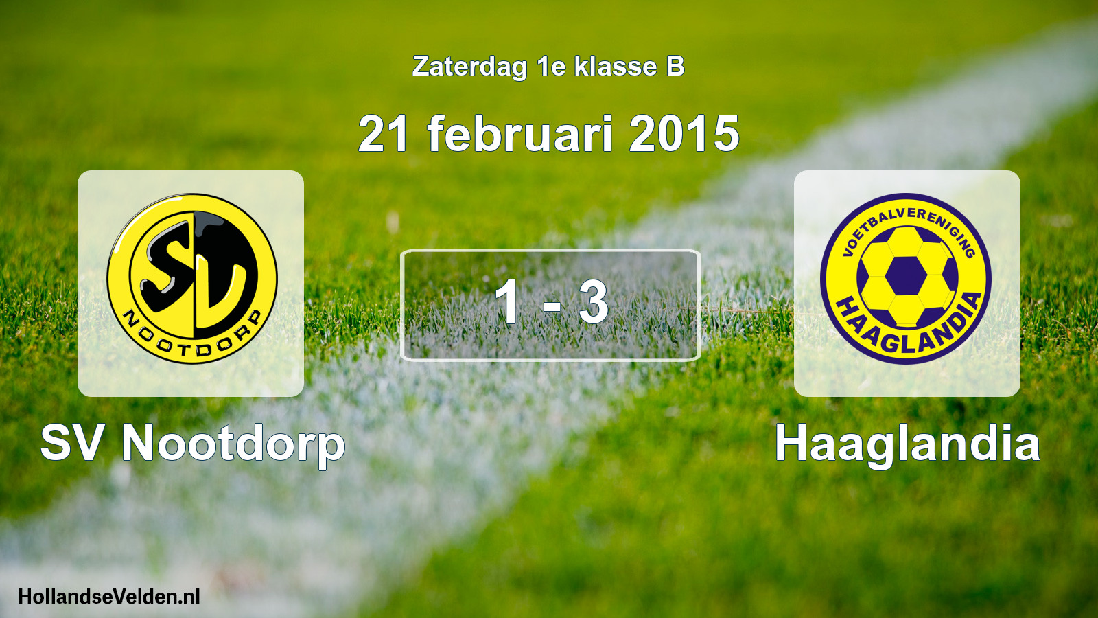 Total number of matches played: SV Nootdorp - Haaglandia 1 - 3 (21 February 2015)
