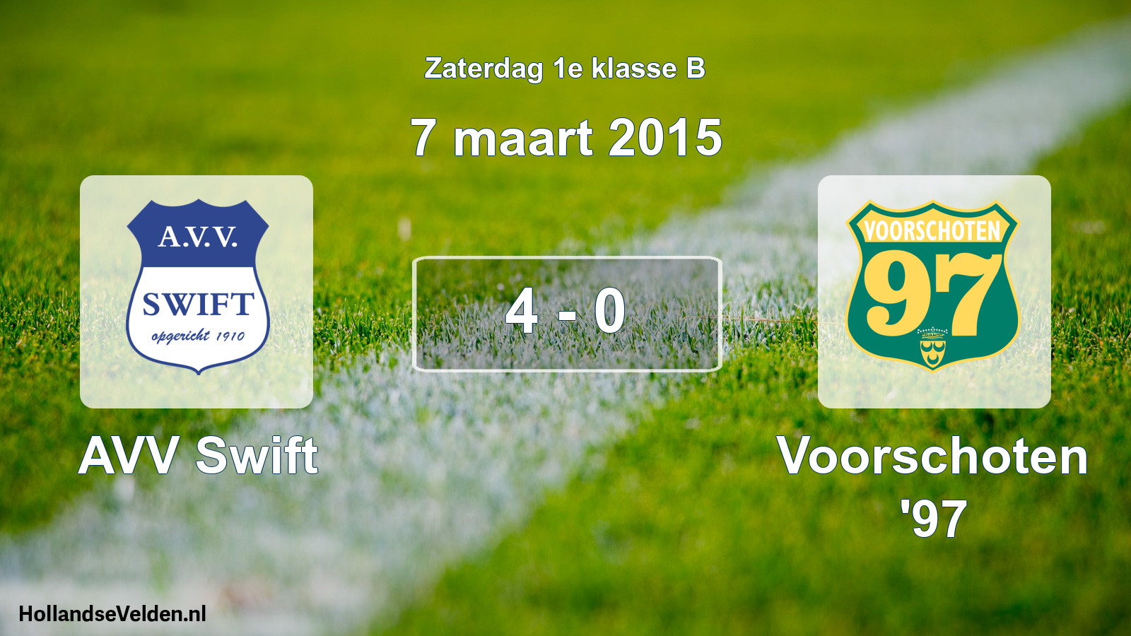 Total number of matches played: AVV Swift - Voorschoten '97 4 - 0 (7 March 2015)
