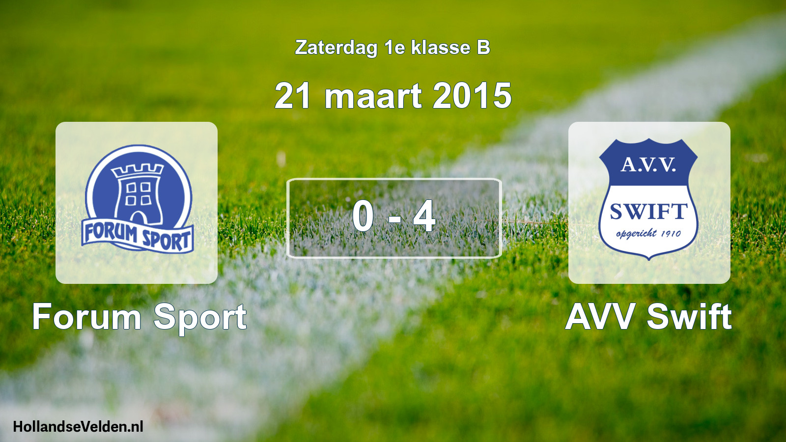 Total number of matches played: Forum Sport - AVV Swift 0 - 4 (21 March 2015)