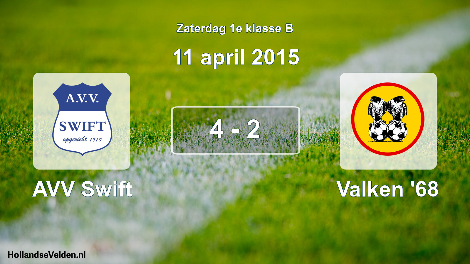 Total number of matches played: AVV Swift - Valken '68 4 - 2 (11 April 2015)