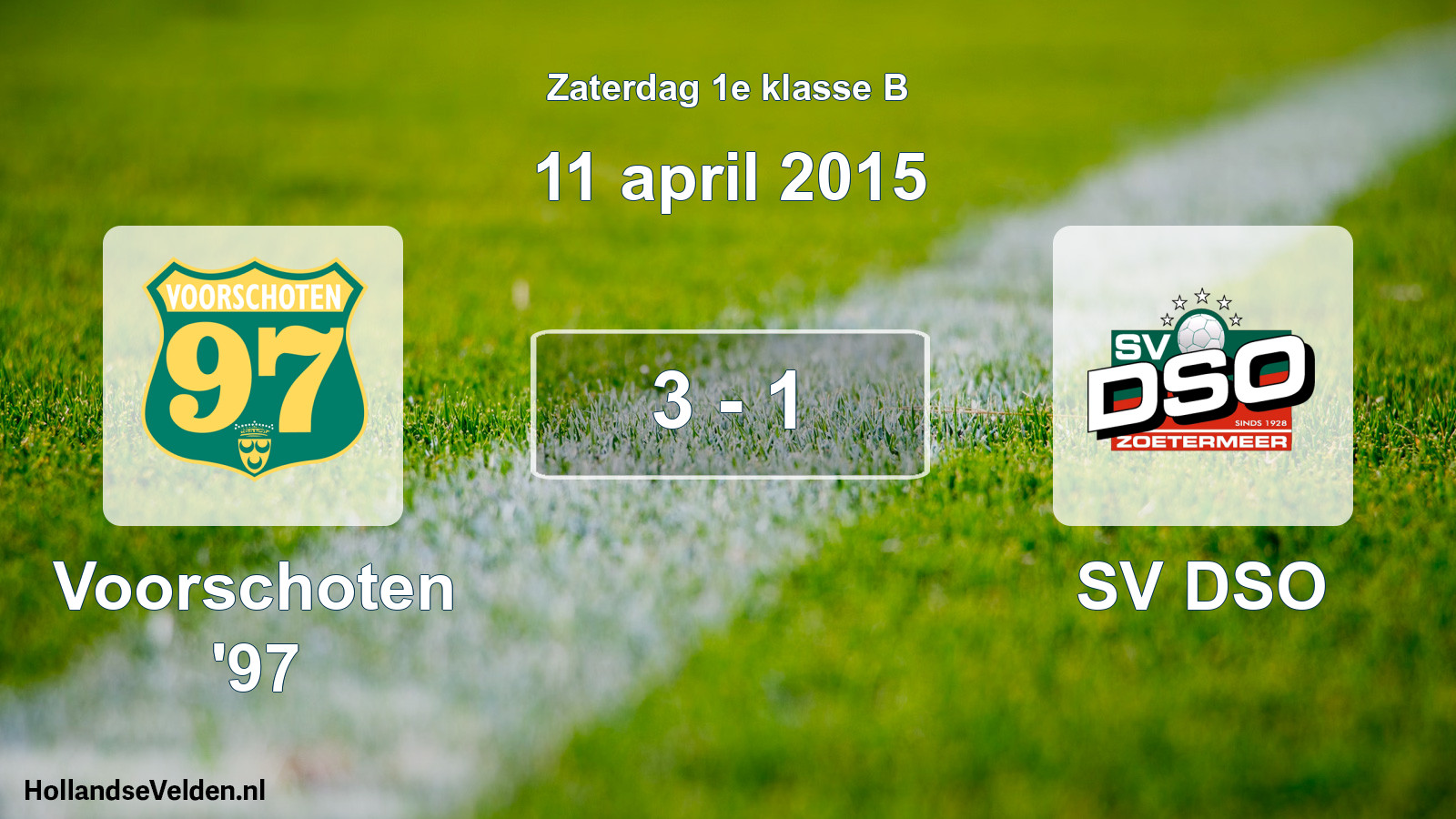 Total number of matches played: Voorschoten '97 - SV DSO 3 - 1 (11 April 2015)