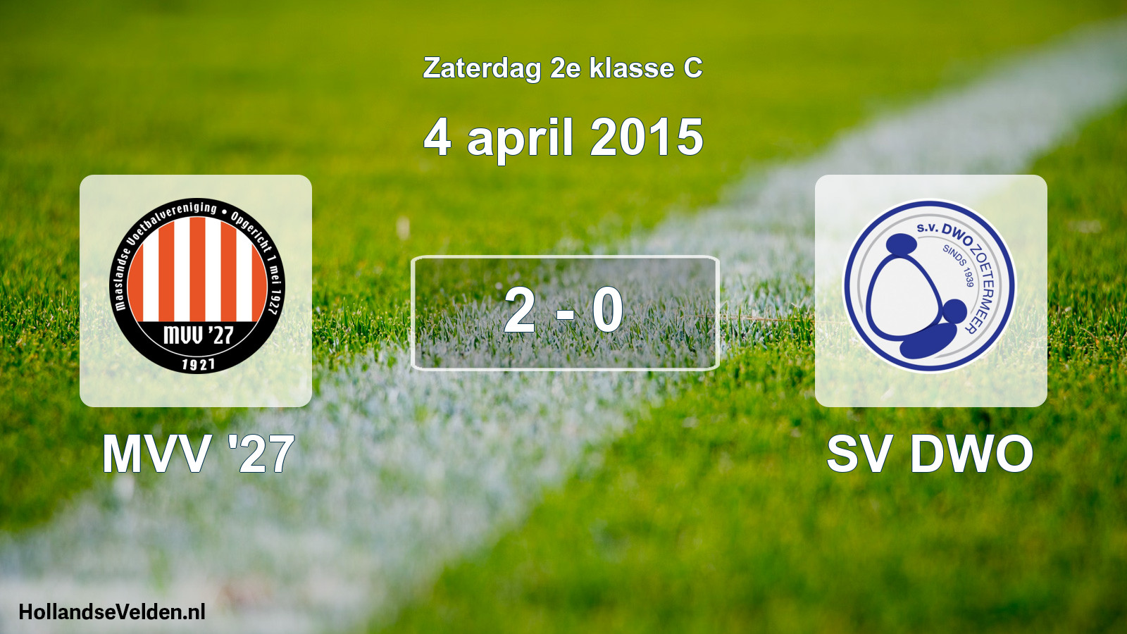 Total number of matches played: MVV '27 - SV DWO 2 - 0 (4 April 2015)