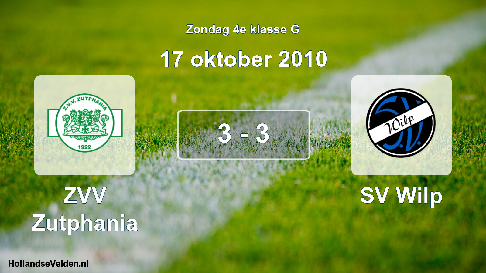 Total number of matches played: Zutphania - SV Wilp 3 - 3 (17 October 2010)