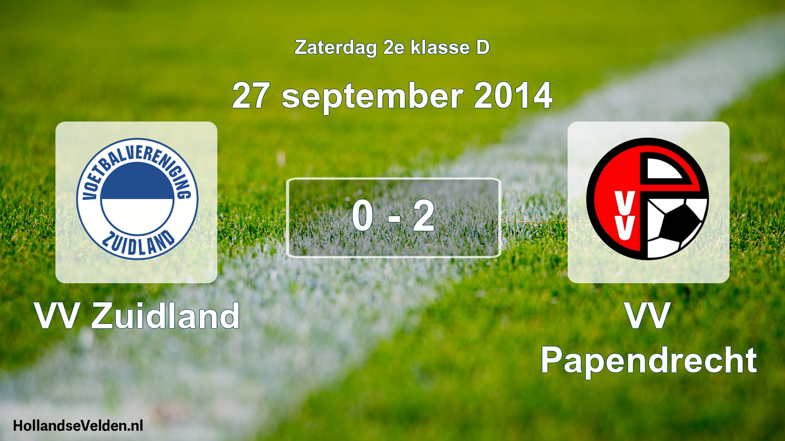 Total number of matches played: VV Zuidland - VV Papendrecht 0 - 2 (27 September 2014)