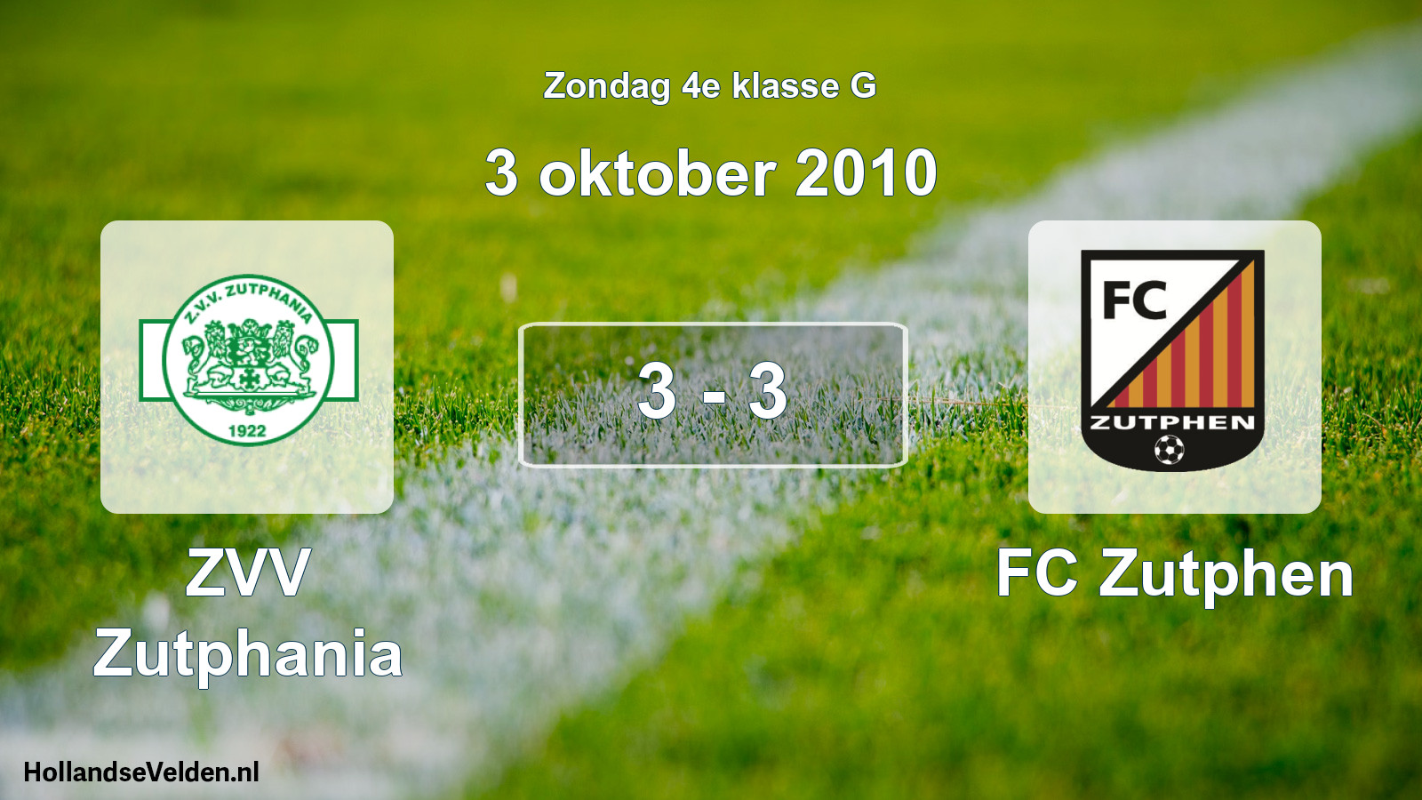 Total number of matches played: Zutphania - FC Zutphen 3 - 3 (3 October 2010)