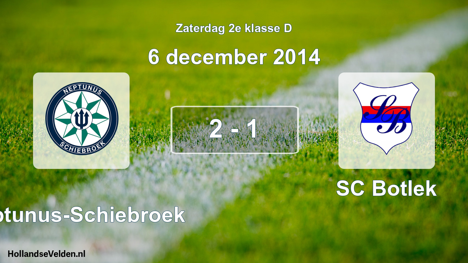 Total number of matches played: Neptunus-Schiebroek - SC Botlek 2 - 1 (6 December 2014)