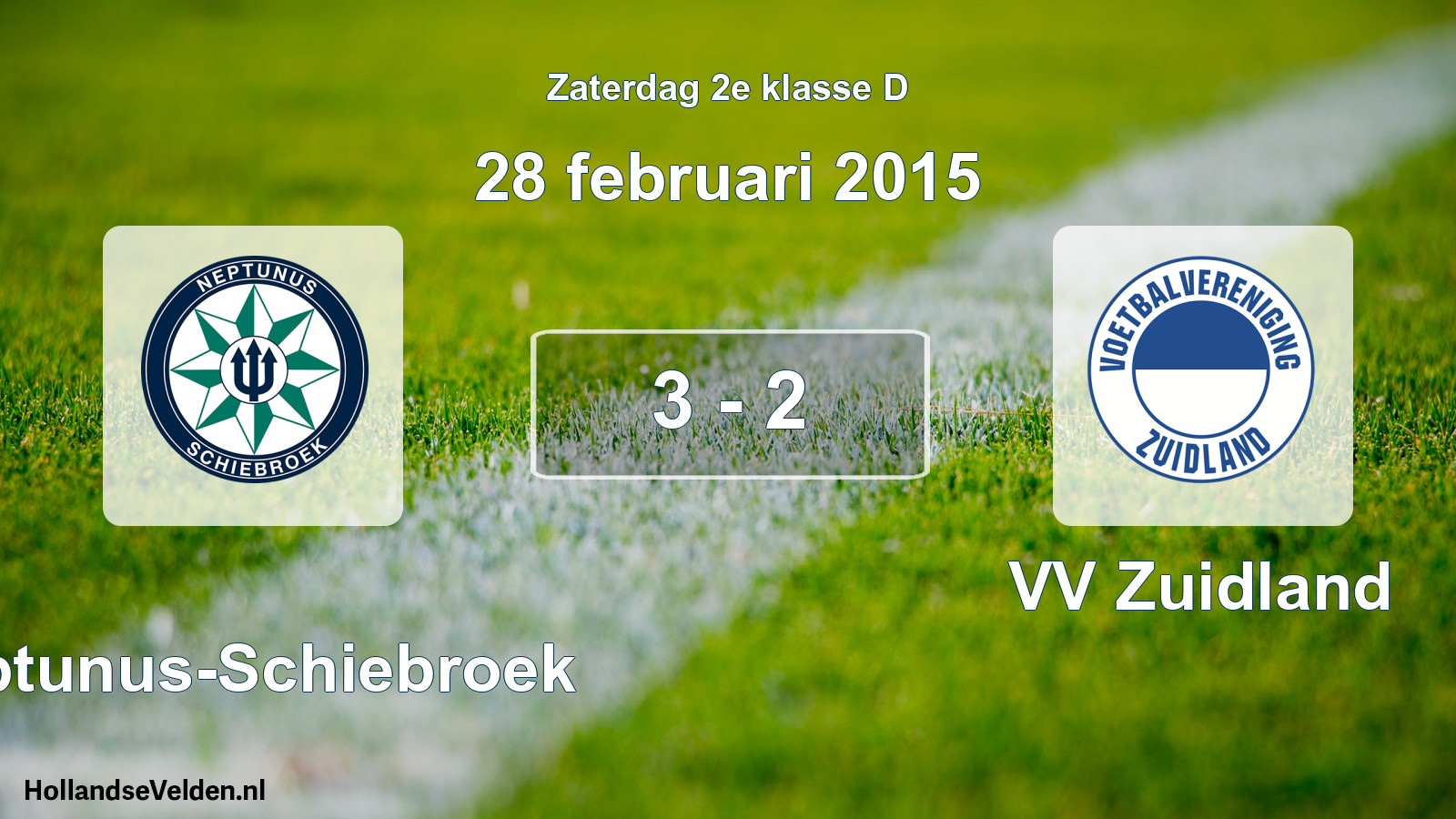 Total number of matches played: Neptunus-Schiebroek - VV Zuidland 3 - 2 (28 February 2015)