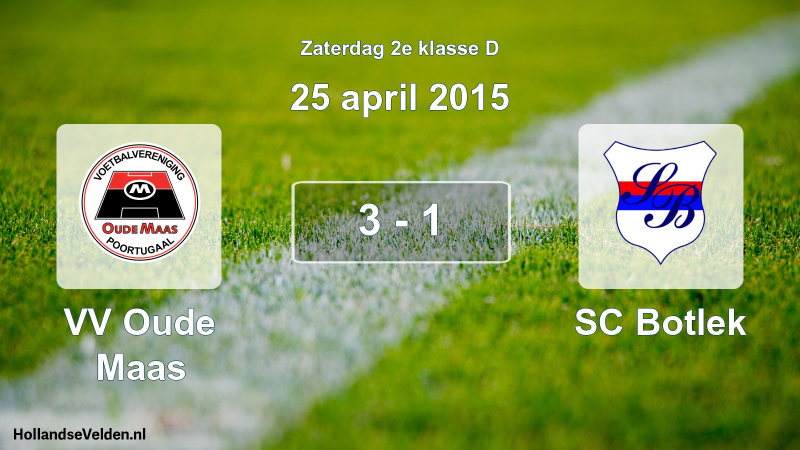 Total number of matches played: VV Oude Maas - SC Botlek 3 - 1 (25 April 2015)