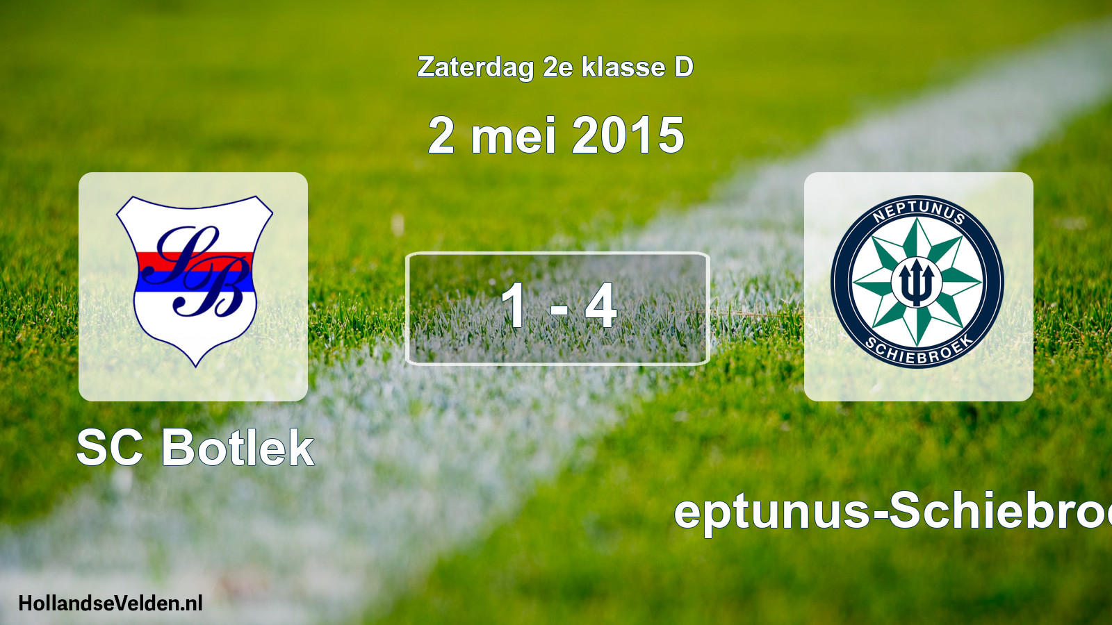 Total number of matches played: SC Botlek - Neptunus-Schiebroek 1 - 4 (2 May 2015)
