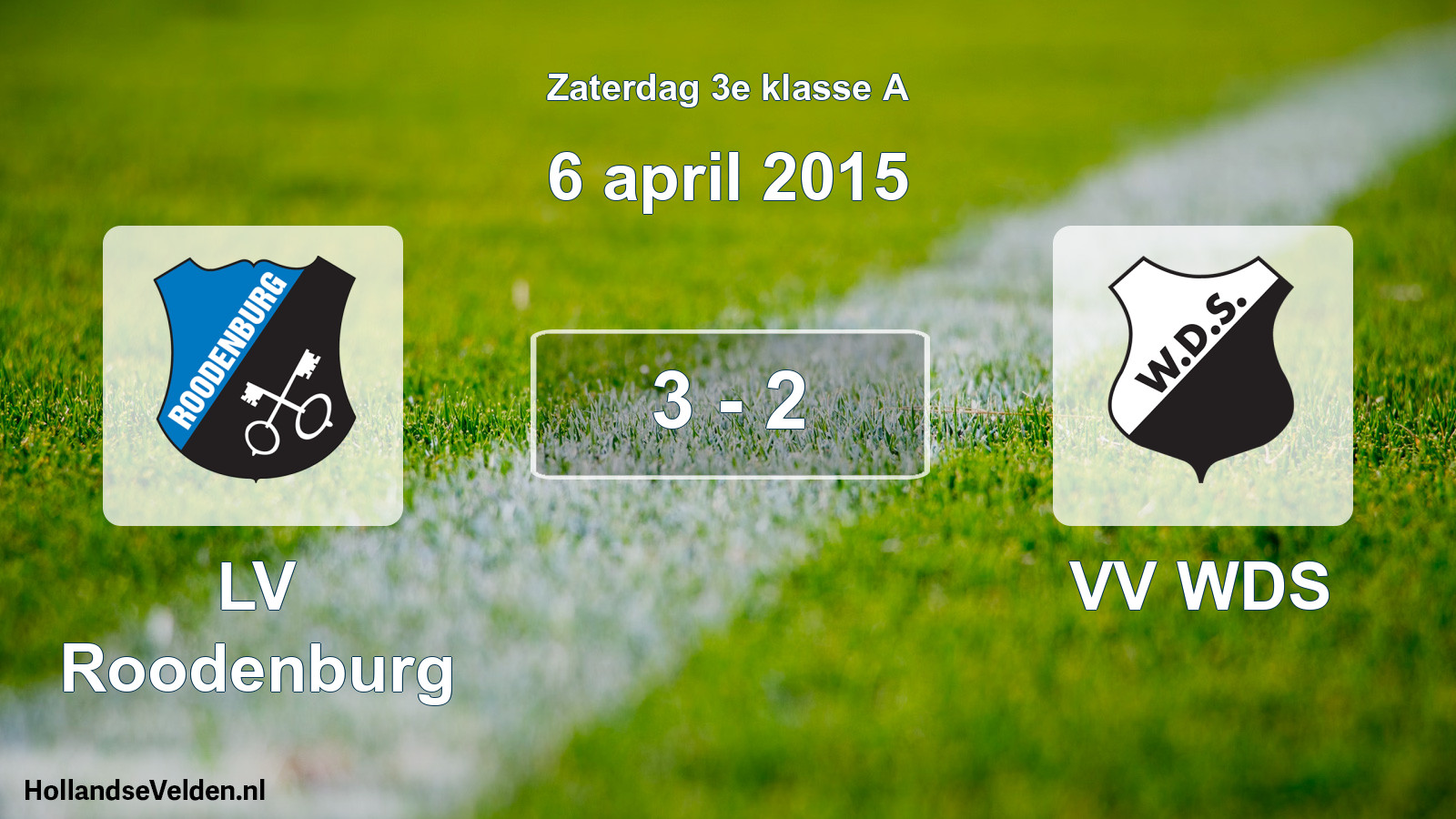 Total number of matches played: LV Roodenburg - VV WDS 3 - 2 (6 April 2015)
