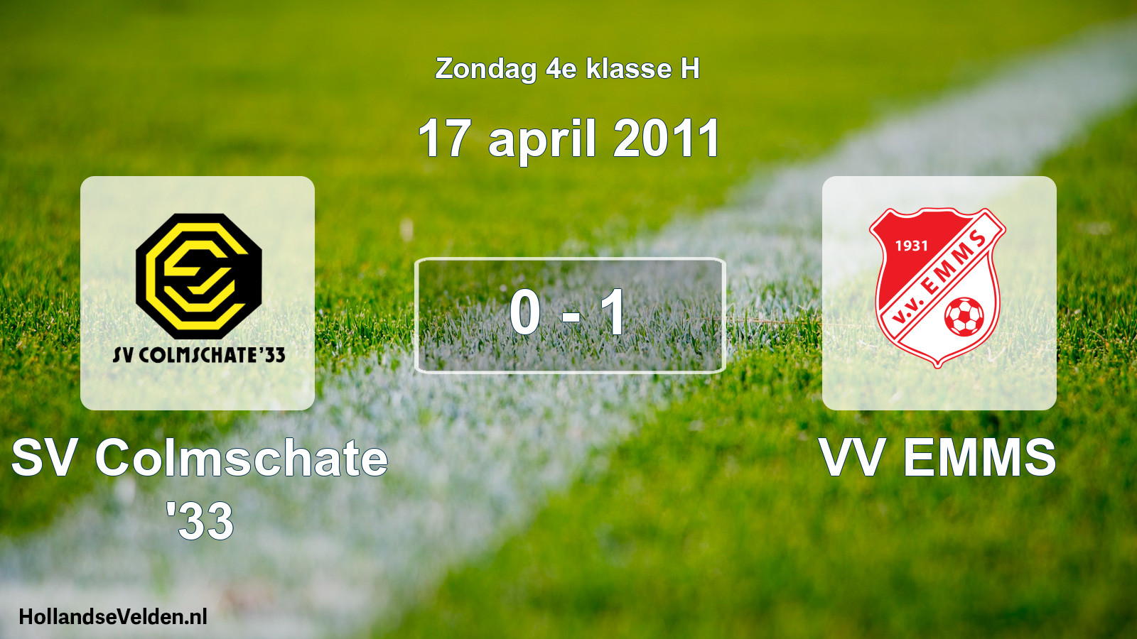 Total number of matches played: SV Colmschate '33 - VV EMMS 0 - 1 (17 April 2011)