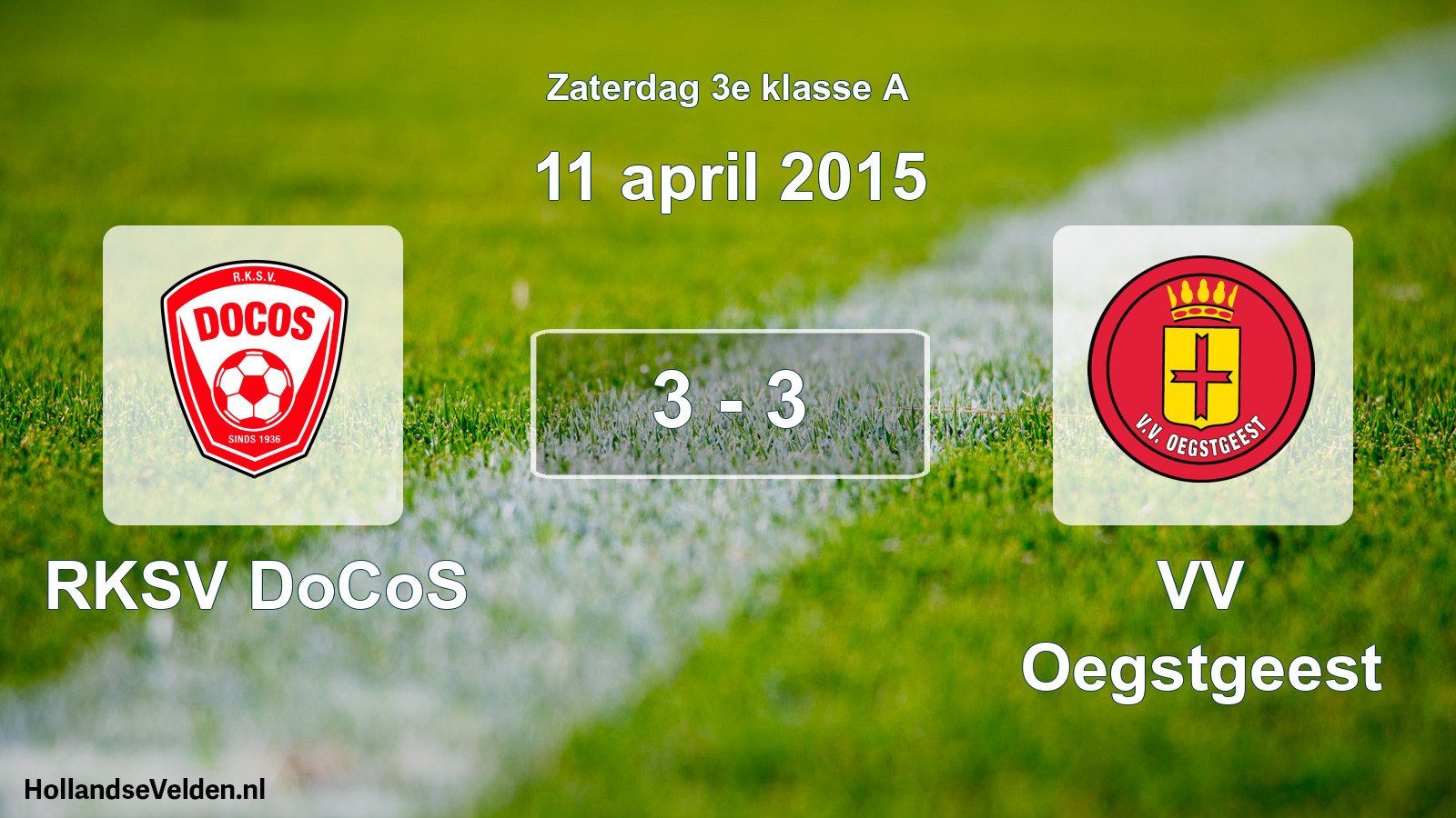 Total number of matches played: RKSV DoCoS - VV Oegstgeest 3 - 3 (11 April 2015)