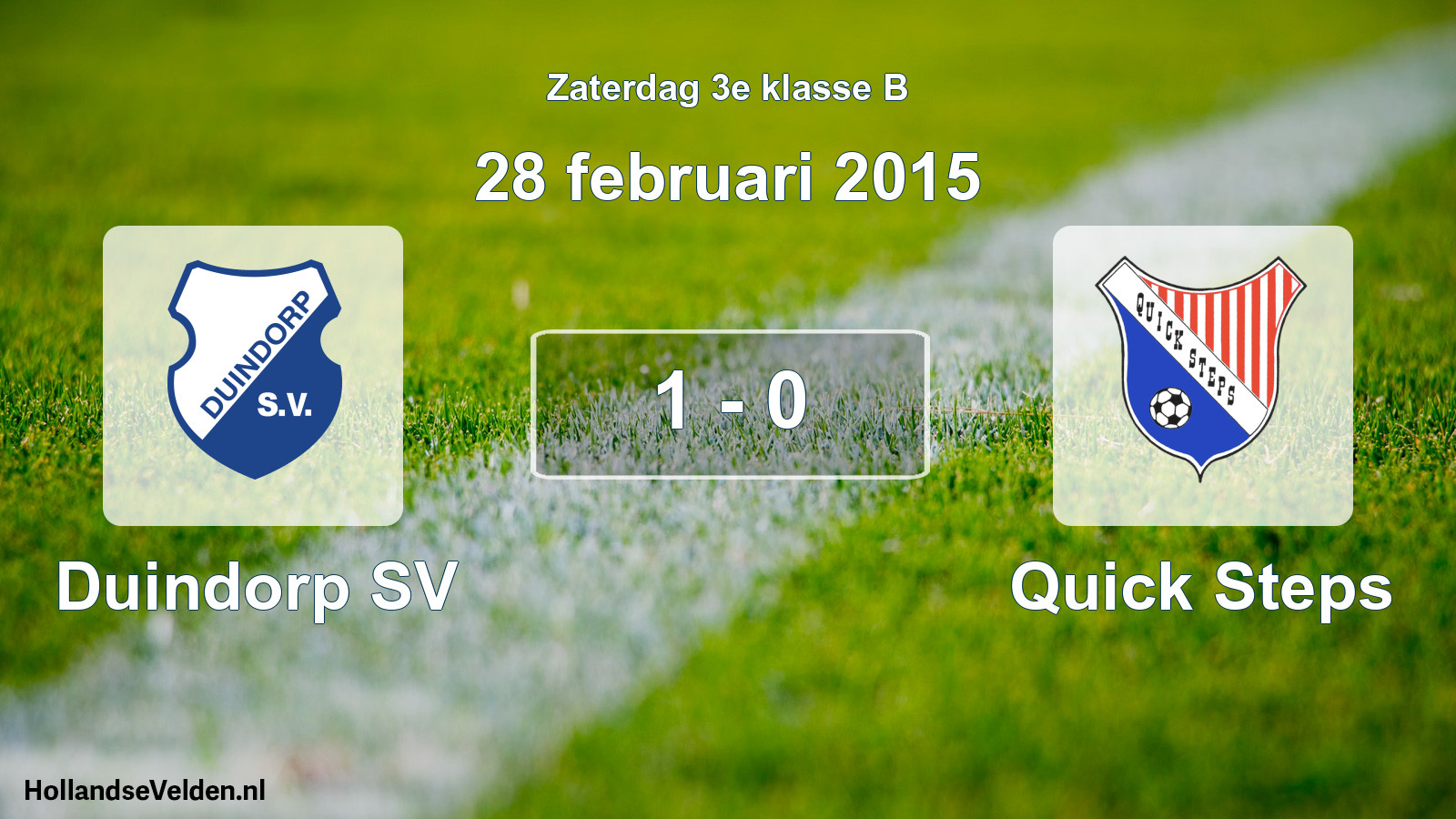 Total number of matches played: Duindorp SV - Quick Steps 1 - 0 (28 February 2015)