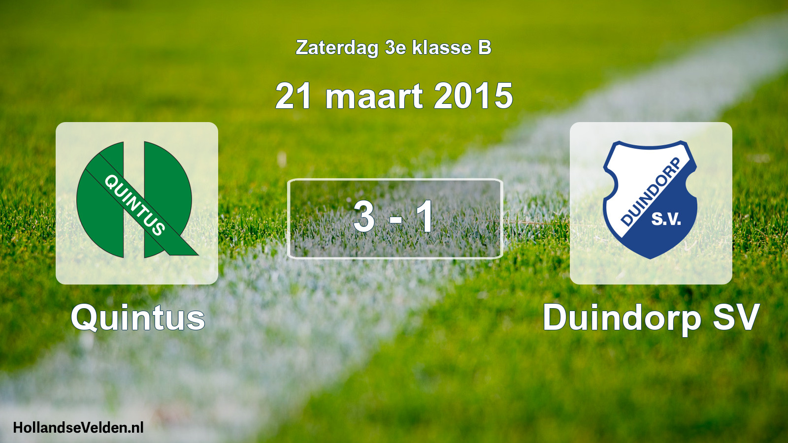 Total number of matches played: Quintus - Duindorp SV 3 - 1 (21 March 2015)