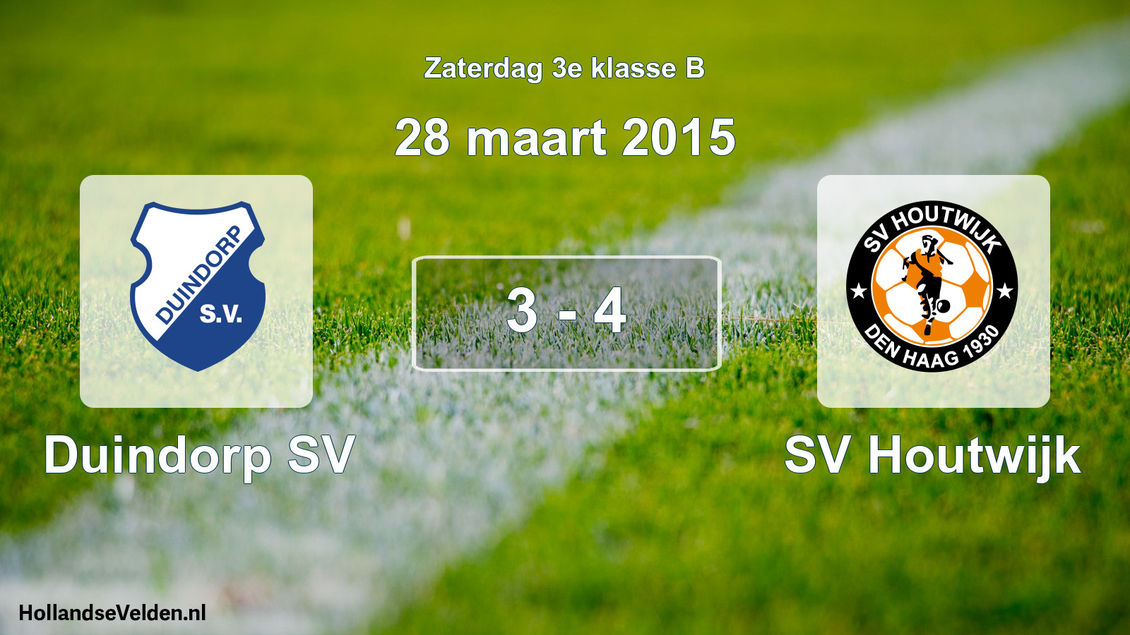 Total number of matches played: Duindorp SV - SV Houtwijk 3 - 4 (28 March 2015)