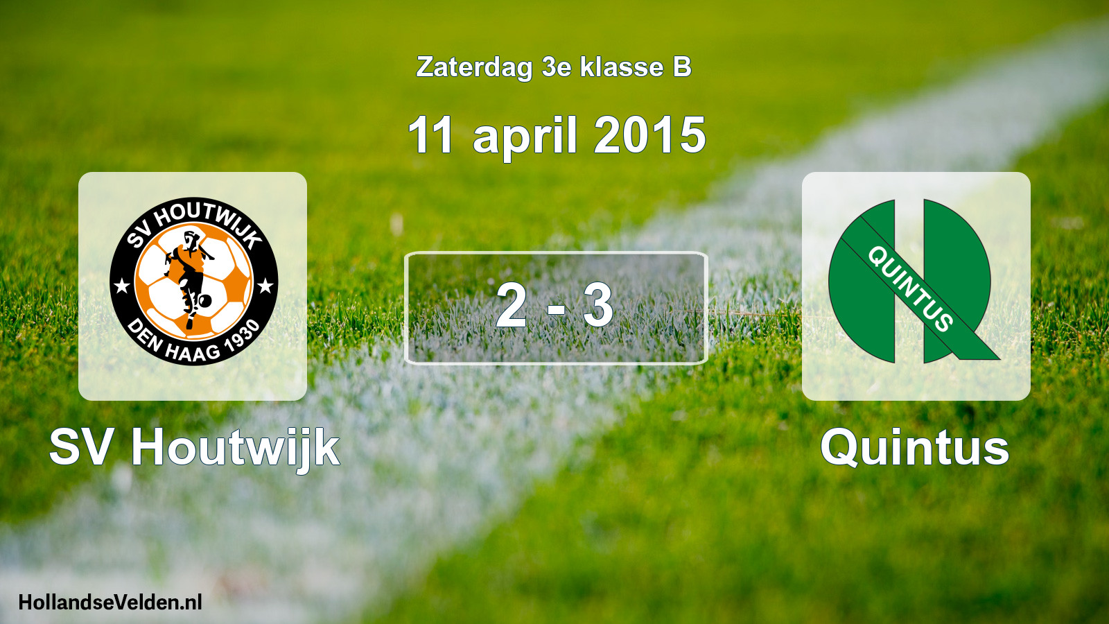 Total number of matches played: SV Houtwijk - Quintus 2 - 3 (11 April 2015)