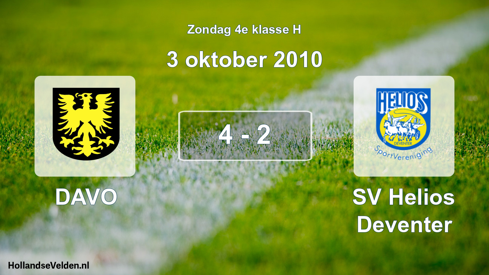 Total number of matches played: DAVO - SV Helios Deventer 4 - 2 (3 October 2010)