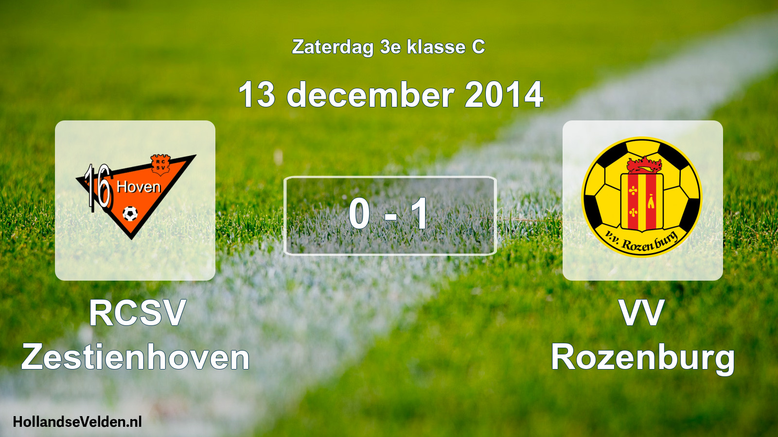 Total number of matches played: RCSV Zestienhoven - VV Rozenburg 0 - 1 (13 December 2014)