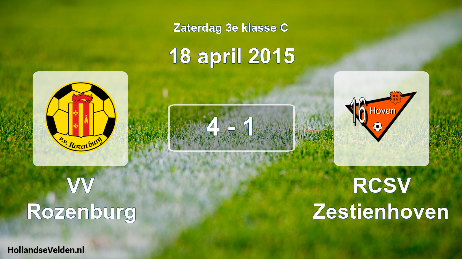 Total number of matches played: VV Rozenburg - RCSV Zestienhoven 4 - 1 (18 April 2015)