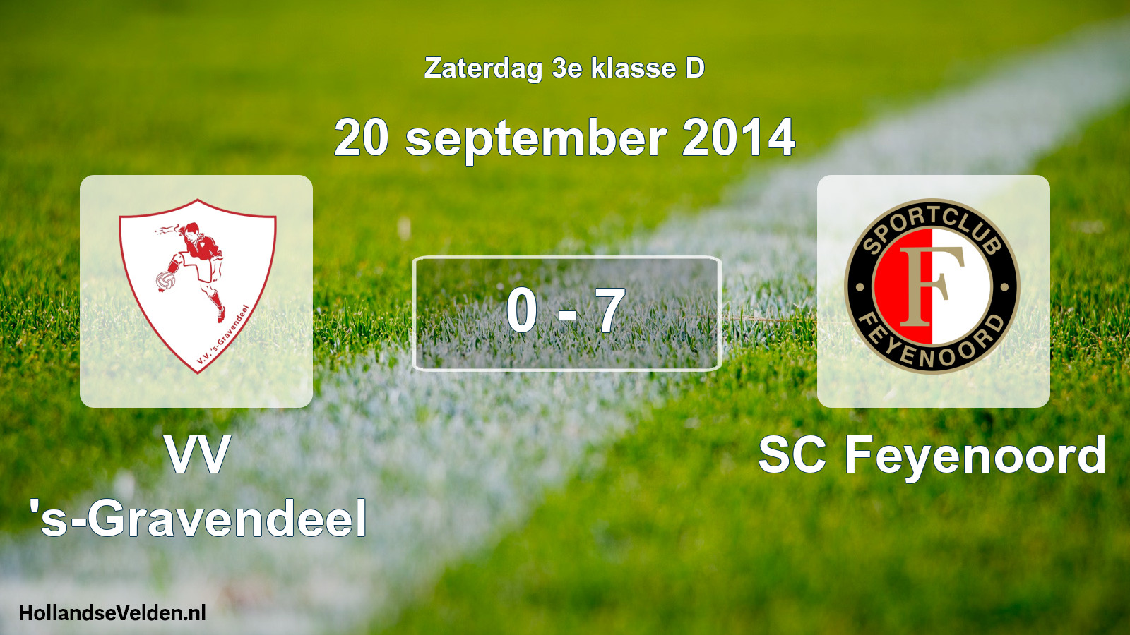 Total number of matches played: VV 's-Gravendeel - SC Feyenoord 0 - 7 (20 September 2014)
