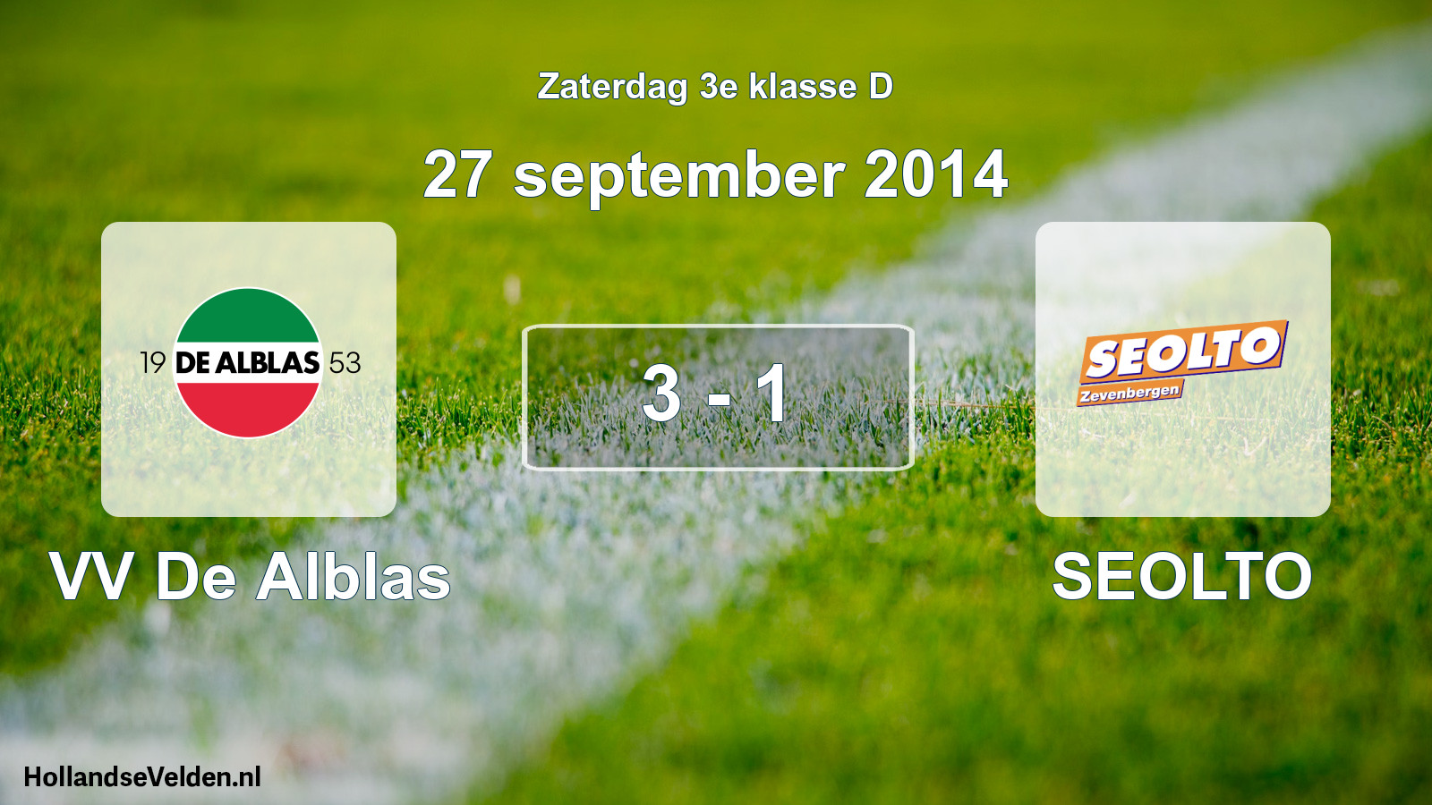 Total number of matches played: VV De Alblas - SEOLTO 3 - 1 (27 September 2014)