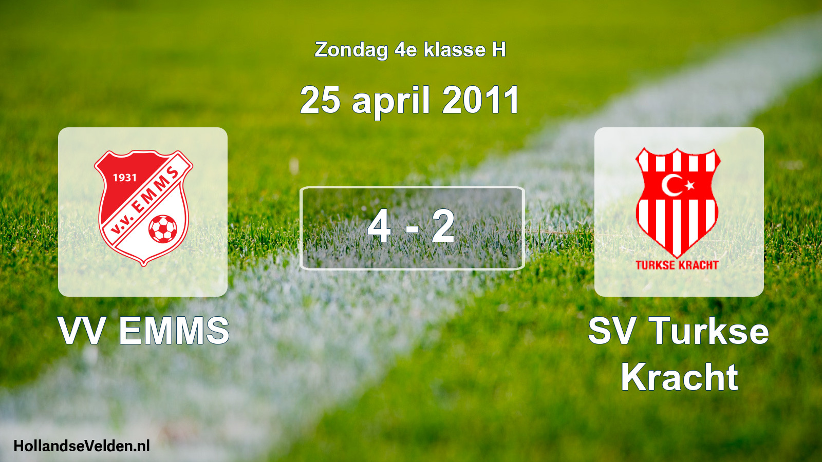 Total number of matches played: VV EMMS - SV Turkse Kracht 4 - 2 (25 April 2011)