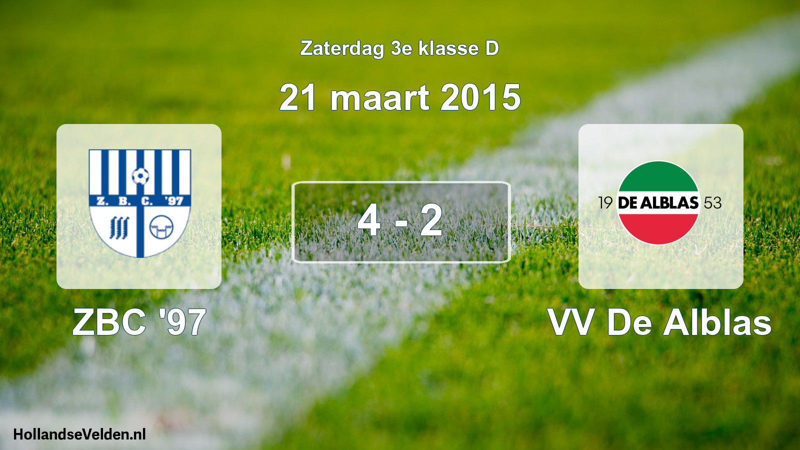 Total number of matches played: ZBC '97 - VV De Alblas 4 - 2 (21 March 2015)