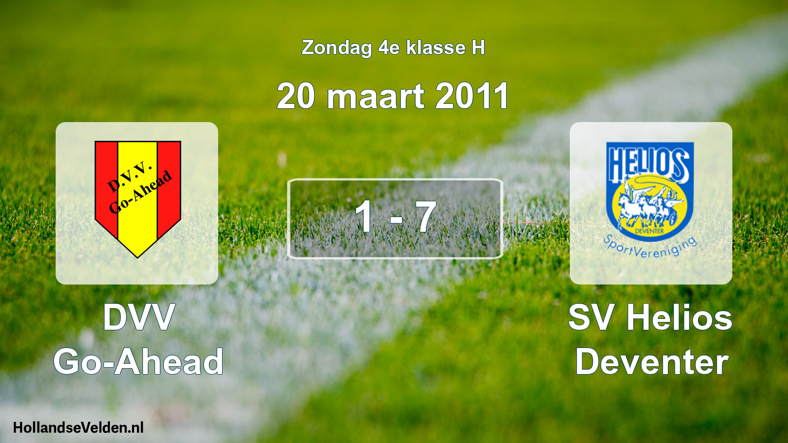 Total number of matches played: DVV Go-Ahead - SV Helios Deventer 1 - 7 (20 March 2011)