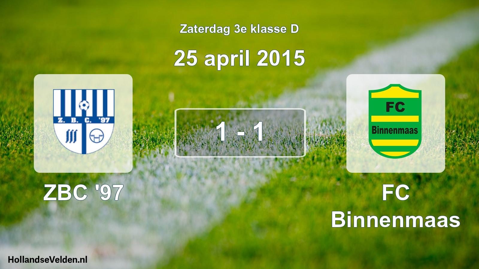 Total number of matches played: ZBC '97 - FC Binnenmaas 1 - 1 (25 April 2015)