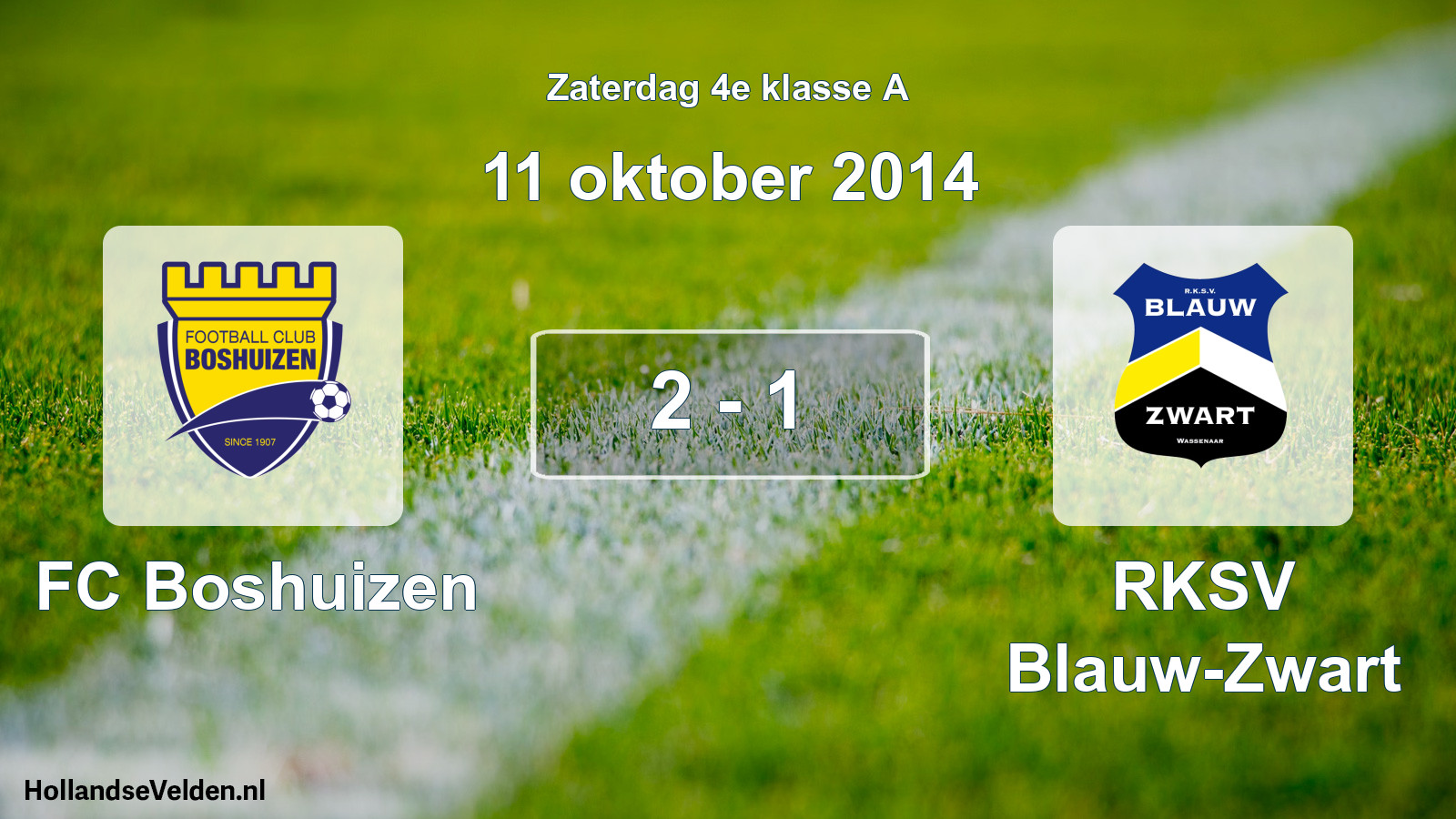 Total number of matches played: FC Boshuizen - RKSV Blauw-Zwart 2 - 1 (11 October 2014)