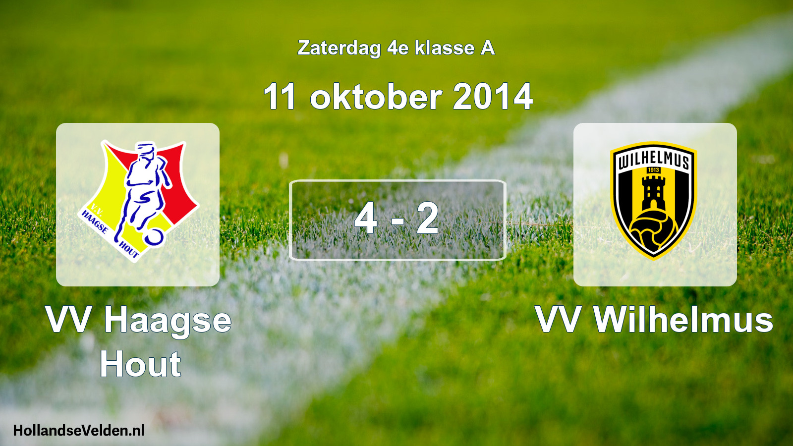 Total number of matches played: VV Haagse Hout - VV Wilhelmus 4 - 2 (11 October 2014)