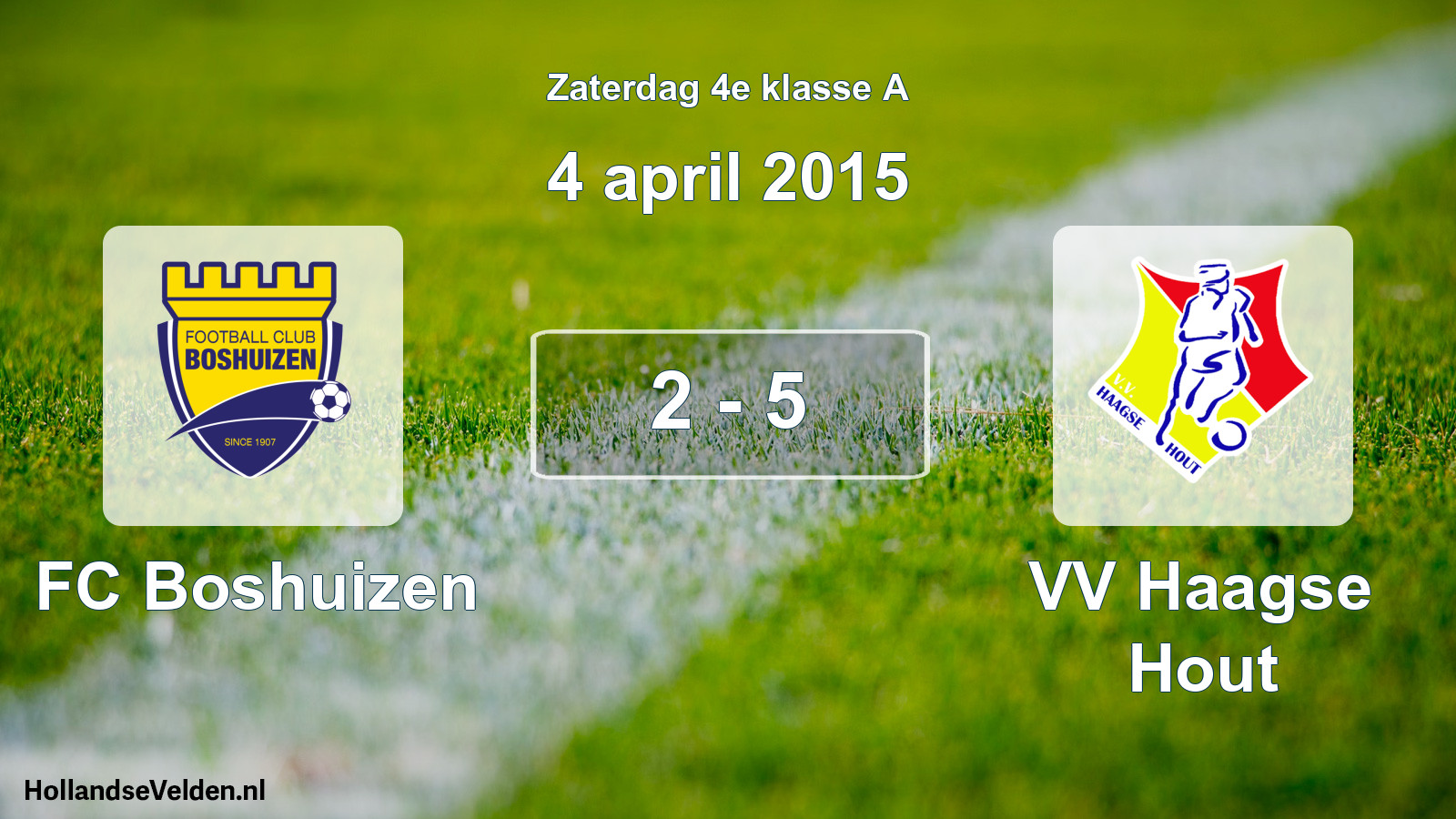 Total number of matches played: FC Boshuizen - VV Haagse Hout 2 - 5 (4 April 2015)